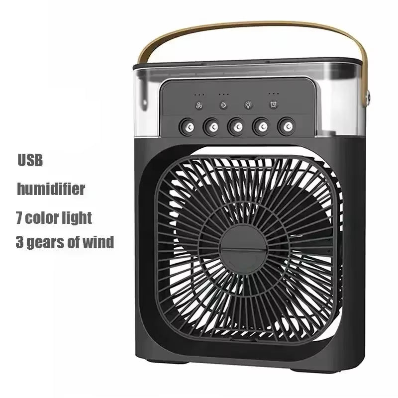 Mini Climatiseur Portable 3-en-1 – Ventilateur, Brumisateur & Veilleuse LED