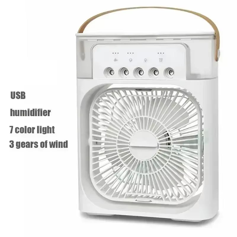 Mini Climatiseur Portable 3-en-1 – Ventilateur, Brumisateur & Veilleuse LED