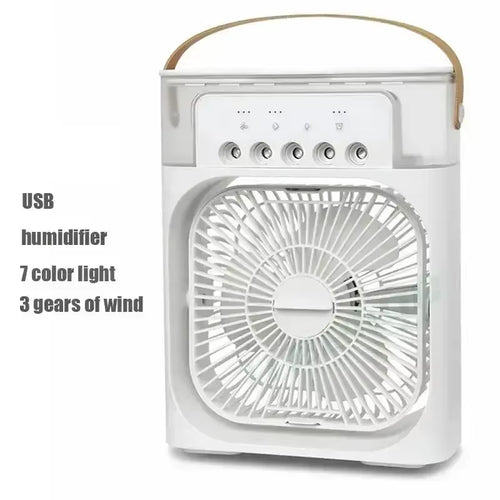 Mini Climatiseur Portable 3-en-1 – Ventilateur, Brumisateur & Veilleuse LED
